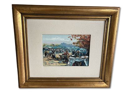 Painting by Pedro Olayo. Oil painting on canvas by artist Pedro Olayo, framed in a wooden frame 