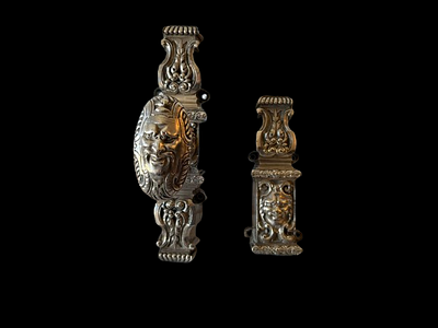 Handles. Bronze door handles (silver finish). 
Sec. XIX 
French. 
Signs of use.