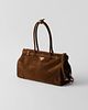 Prada Bonnie Cocos large suede handbag. Pragmatic, contemporary elegance defines this suede Image - 4