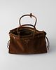 Prada Bonnie Cocos large suede handbag. Pragmatic, contemporary elegance defines this suede Image - 3