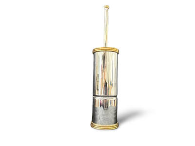 Toilet Brush and Holder. Chrome-plated stainless steel support with gold details and rubber 