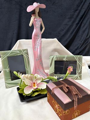 Decorative Items. This set includes one ceramic figurine of an Ancient Lady, one natural silk 