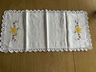 Embroidered Linen Napkin. Embroidered linen napkin. Signs of use.