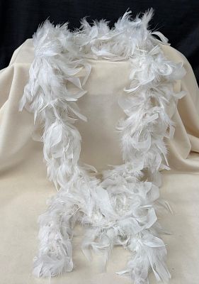 White Feather Scarf. White feather scarf. Party accessory. Signs of wear.
