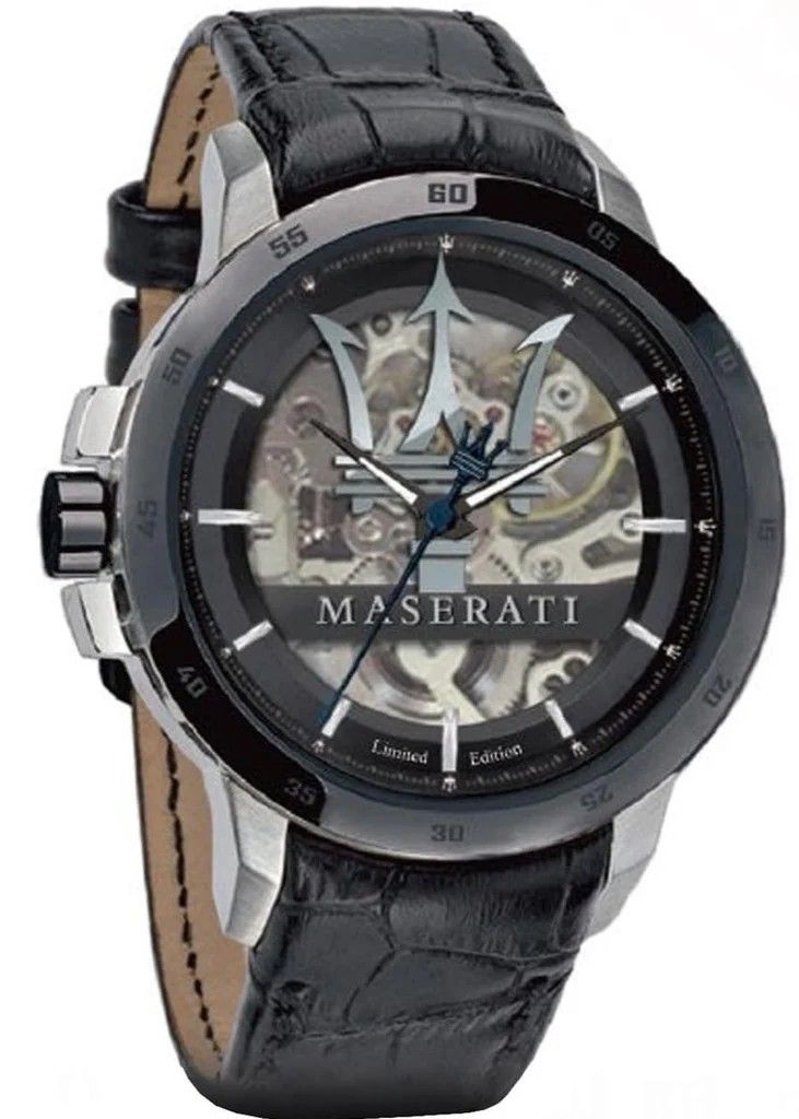 Maserati Watch Limited Edition. Band Material: Leather 
Band Color: Black 
Case Color: Black 