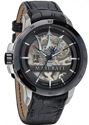 Maserati Watch Limited Edition. Band Material: Leather 
Band Color: Black 
Case Color: Black 