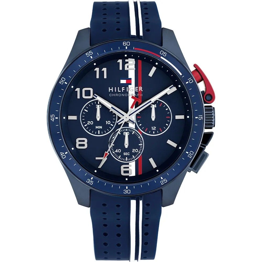 Tommy Hilfiger Watch. Functions: 
CHRONOGRAPH 
Movement: 
QUARTZ 
Resistance: 
5 ATM 
Display 