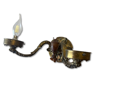 Wall Lamp. Brass wall sconce. Signs of use.