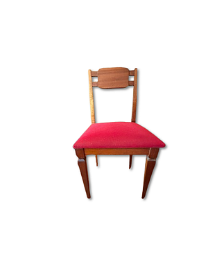 Chair. Beech wood chair with red velvet seat. Signs of wear.