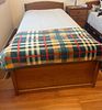 Bed. Single bed made of walnut wood. Includes bed frame and mattress. Signs of use.Image - 2