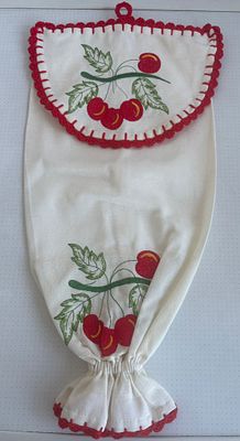 Bag for storing bread. Handmade bread bag with embroidery and lace. Signs of use.