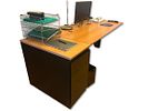 Office Desk. Office desk with wooden top and metal frame. Includes a case with 4 drawers. In Image - 2