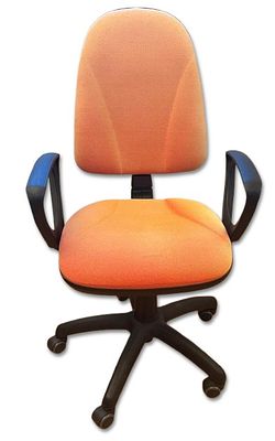 Office Chair. Swivel office chair with height adjustment, upholstered in fabric. Signs of use.