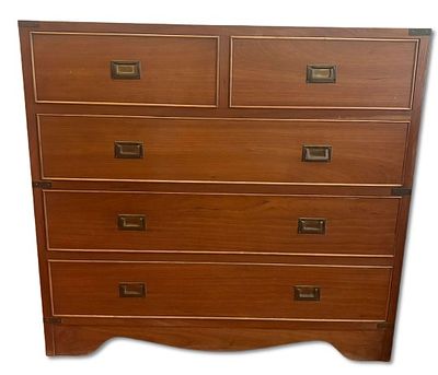 Chest of Drawers. Cherry wood chest of drawers with two drawers and three large drawers. Metal 