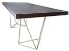 Dining Table. Contemporary style dining table with Zebrano veneer top and polished brass base. Image - 3