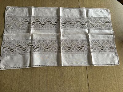 Linen and Lace Centerpiece. Signs of use.