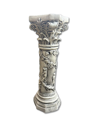 Column. White plaster column for pedestal. Signs of use.