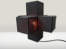 Table Lamp. Natural silk table lamp with cube design.Image - 1