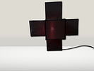 Table Lamp. Natural silk table lamp with cube design.Image - 2