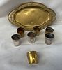 Miniature Bronze set. Bronze miniature set consisting of a serving dish and small cups. Signs of use.Image - 1