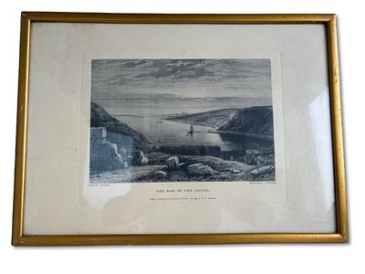 Screen Print. Serigraph Title "The Bar of the Douro" by J. Holland, with glass and wooden frame 