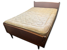 Bed with Bedside Table. Single mahogany bed with vintage nightstand. The bed has some broken Image - 2