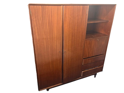 Vintage Wardrobe. Vintage beech wood wardrobe with two doors and a hanging rail, two drawers, a 