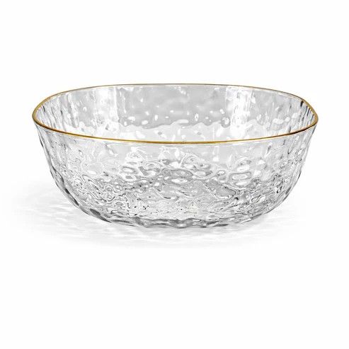 Bowl. Plastic bowl with a glass effect and a gold rim.