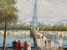 Decorative Canvas. Decorative acrylic canvas with the title "Eiffel Tower". Signs of use.Image - 1