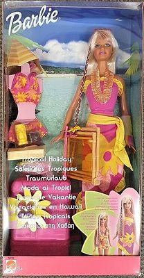 Barbie Tropical Holiday - Ano 2002. Barbie F&eacute;rias Tropicais. Data de caixa: 2002.