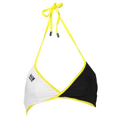 Karl Lagerfeld Beachwear. TRIANGLE SWIMSUIT, HALTER NECK, TIE AND CLIP CLOSURE, CONTRASTING 
