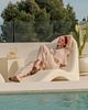 Lounger. Medium beige pool lounger made of polyethylene, making it a very lightweight lounger Image - 2