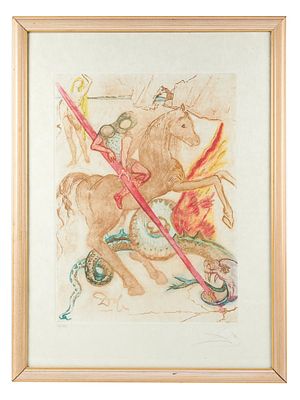 Salvador Dal&igrave; (Figueres, 11/05/1904 - Figueres, 23/01/1989) "Saint George and the Dragon" Cm foglio: 76x56