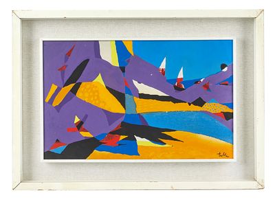 Vladimiro Tulli (Macerata, 04/09/1922 - Macerata, 28/02/2003) "Senza titolo" Olio su tela Cm 24,5x40