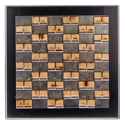 Bernard Aubertin (Fontenay-aux-Roses, 29/97/1934 - Reutlingen, 31/08/2015) "Fiammiferi bruciati su alluminio" 2010 Fiammiferi bruciati su alluminio Cm 50x50