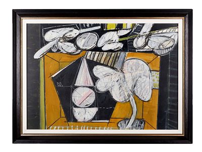 Concetto Pozzati (Vo', 01/12/1935 - Bologna, 01/08/2017) "Composizione" 1962 Olio e tecnica mista su cartoncino Cm 70x100