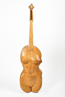 Nicola Zamboni (Bologna, 10/05/1943 - Bologna, 16/01/2023) "Violoncello" 1997 Scultura in legno Cm 153x40x40