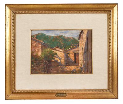 Flavio Bertelli (San Lazzaro di Savena, 15/08/1865 - Rimini, 29/12/1941) "Paesaggio" Olio su tela Cm 26x36,5