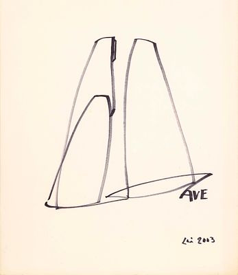 Ave - MARIA LAI (Ulassai (Nu), 1919 - Cardedu (Nu), 2013) Ave 2003 pennarello nero su carta cm. 