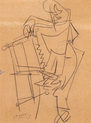 Studio - EMILIO VEDOVA (Venezia, 1919 - 2006) Studio 1946 grafite su carta cm. 48,9x39,6 firma e 