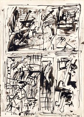 senza titolo - EMILIO VEDOVA (Venezia, 1919 - 2006) senza titolo 1972 inchiostro su carta intelata 