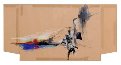 senza titolo - VETTOR PISANI (Ischia, 1934 - ) senza titolo tecnica mista su carta cm. 34,5x69 