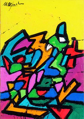 Numerica - UGO NESPOLO (Mosso Santa Maria (Vc), 1941 - ) Numerica acrilici su carta riportata su 