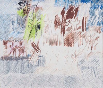 Composizione - RICCARDO LICATA (Torino, 1929 - Venezia, 2014) Composizione 1957 tecnica mista su 