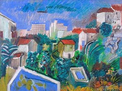 Golfe Juan, Francia - RICCARDO SCHWEIZER (Mezzano 1925 - 2004, - ) Golfe Juan, Francia 1977 olio 