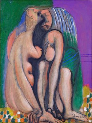 Nudo - RICCARDO SCHWEIZER (Mezzano 1925 - 2004, - ) Nudo 1977 olio su tela cm. 80x60 firma e data 