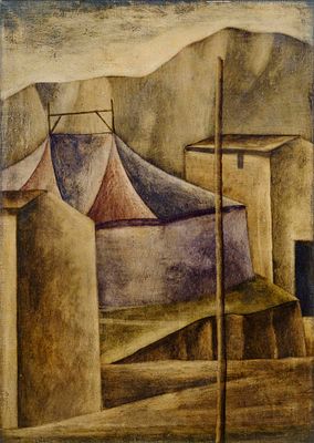 Circo - MARCELLO SCUFFI (Tizzana, 1948 - ) Circo olio su tela cm. 70x50 firma al retro
