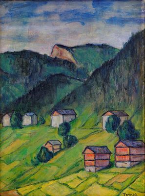 Cadore - FIORENZO TOMEA (Zoppè di Cadore, 1910 - Milano, 1960) Cadore 1956 olio su tela cm. 60x45 