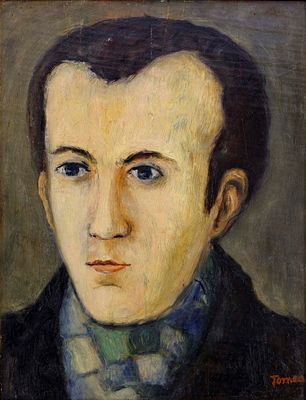 Ritratto - FIORENZO TOMEA (Zoppè di Cadore, 1910 - Milano, 1960) Ritratto 1942 olio su tavola cm. 