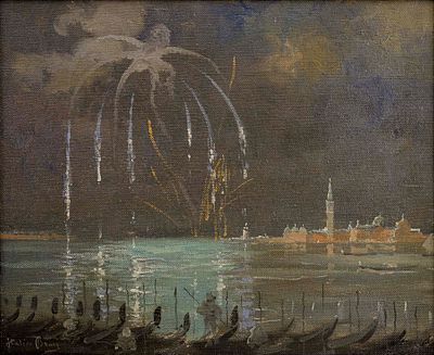 Notturno - ITALICO BRASS (Gorizia 1870 - 1943, - ) Notturno olio su tela cm. 38x46 firma in basso 